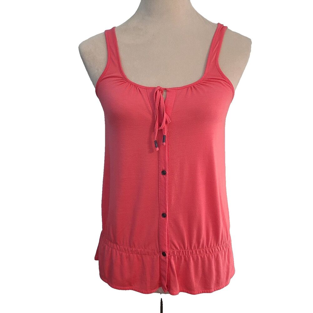 American Eagle Coral Pink Boho Peplum Tank Top XS Y2K Indie Sleeze Coquette